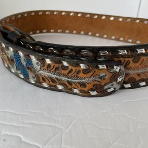 Ranch Pal Belt Top Grain Cowhide Leather Western Bob Hand Tooled 30"